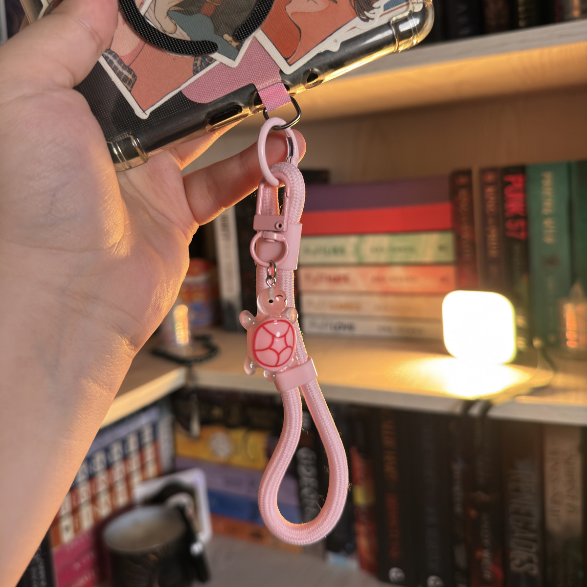 Pink Turtle Beaded Wrist Strap