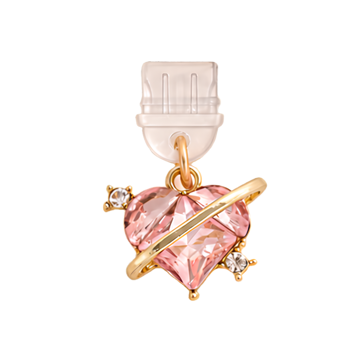 Pink Crystal Heart Planet Dust Plug