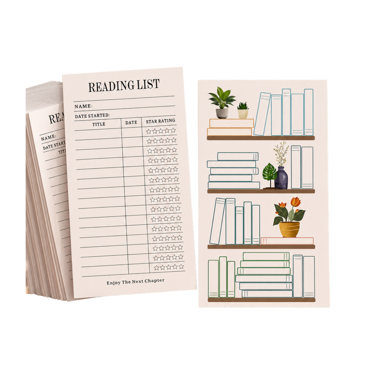 Reading List Notepad & Bookshelf Bookmark Set